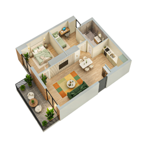 ბინა 60.7 კვ.მ