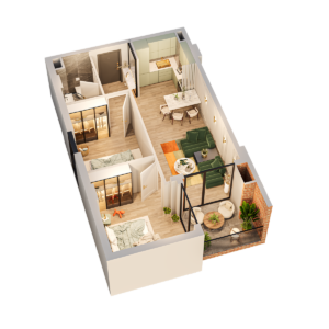 ბინა 63.7 კვ.მ